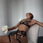 Floral Embroidered Lingerie Set