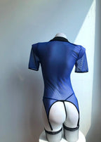 Blue Police Mesh Lingerie Set