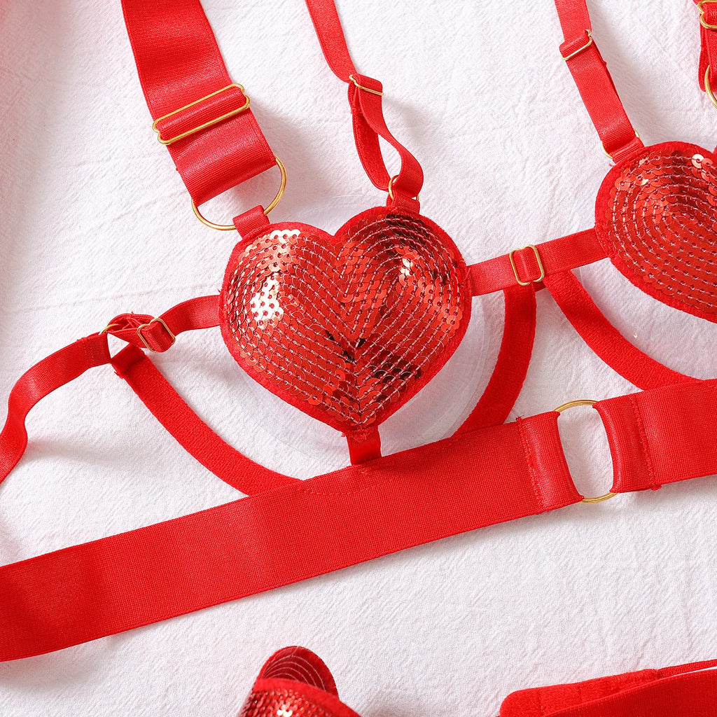 Red Valentine Lace Babydoll Lingerie