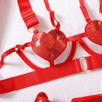 Red Valentine Lace Babydoll Lingerie