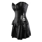 Black Gothic PU Leather Corset Dress