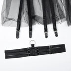 Black Sheer Lace Ruffle Skirt Lingerie Set