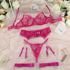 Floral Embroidered Lingerie Set
