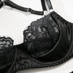 Satin Lace Halter Lingerie Set