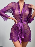 Sheer Lace Kimono Robe