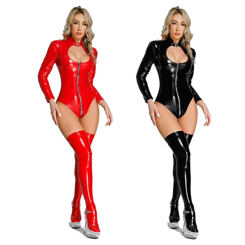 Shiny Latex Catsuit Bodysuit Set