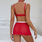 Christmas Halter Lace Bra & Skirt Set