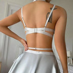 Leather Plunge Bra & Skirt Lingerie Set