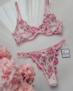 Sheer Floral Lace Underwire Bra & Panty Set