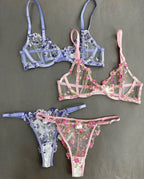 Sheer Floral Lace Underwire Bra & Panty Set