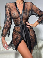 Sheer Lace Kimono Robe