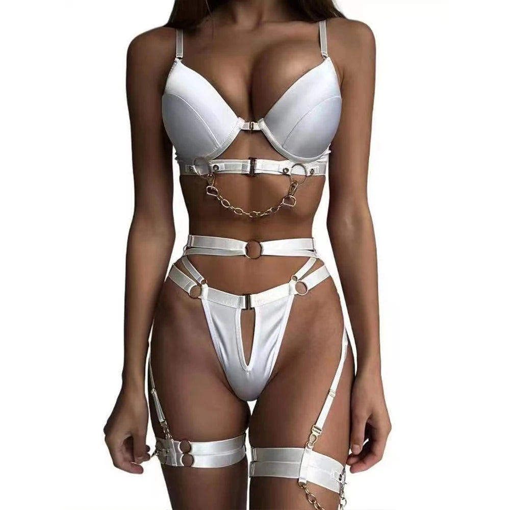 Chain Detail Lace Lingerie Set