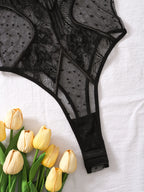 Black Deep V Lace Bodysuit