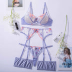 Sheer Lace Bra & Garter Nightwear Set