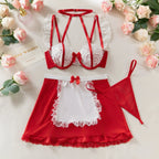 Christmas Halter Lace Bra & Skirt Set