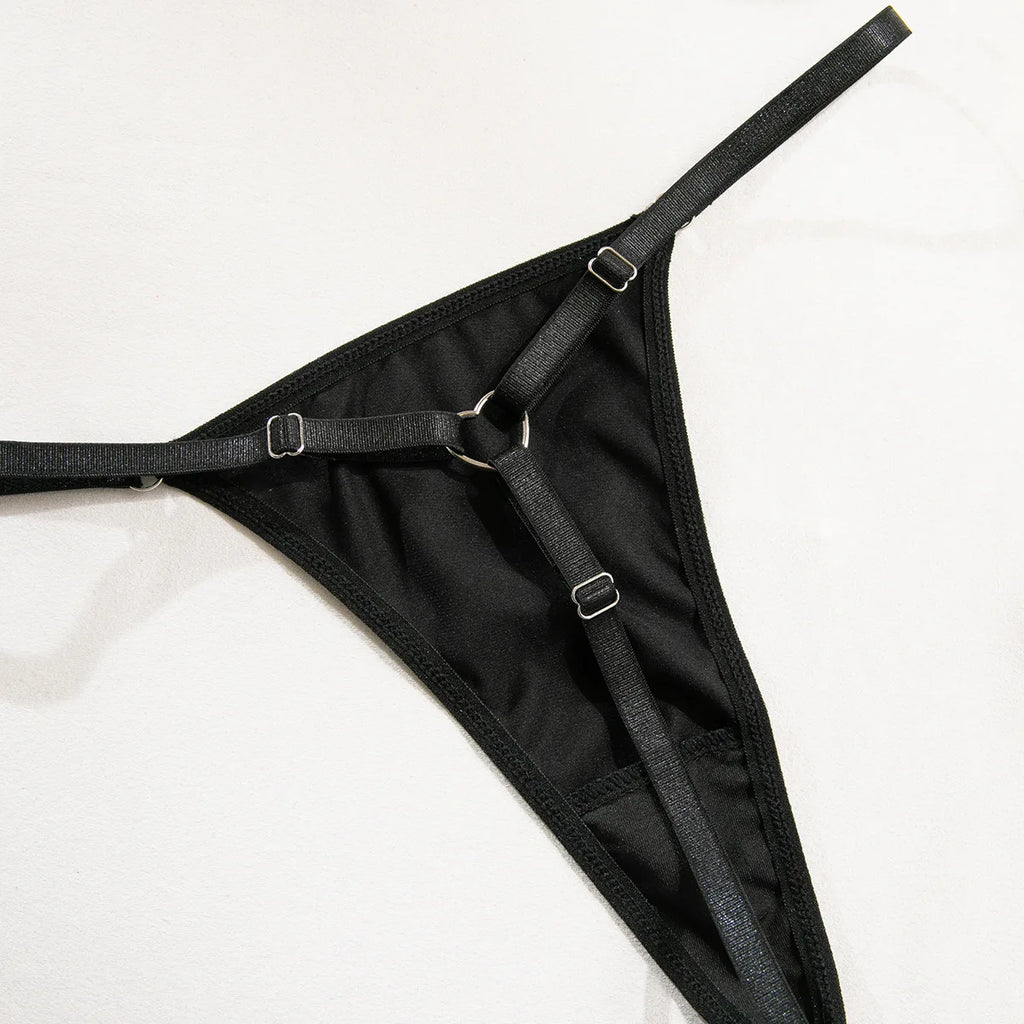 Satin Lace Halter Lingerie Set