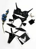 Black Gothic Lace & Leather Lingerie Set